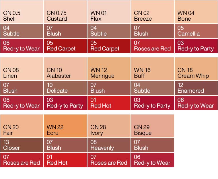 Clinique Makeup Color Chart